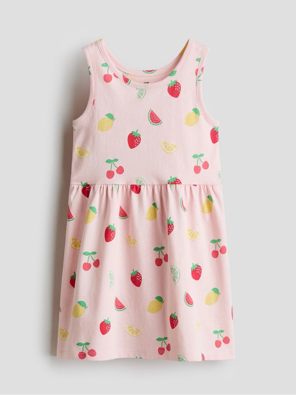 Pink Fruit Printed Cotton Dress 
Size 2T 
NWT